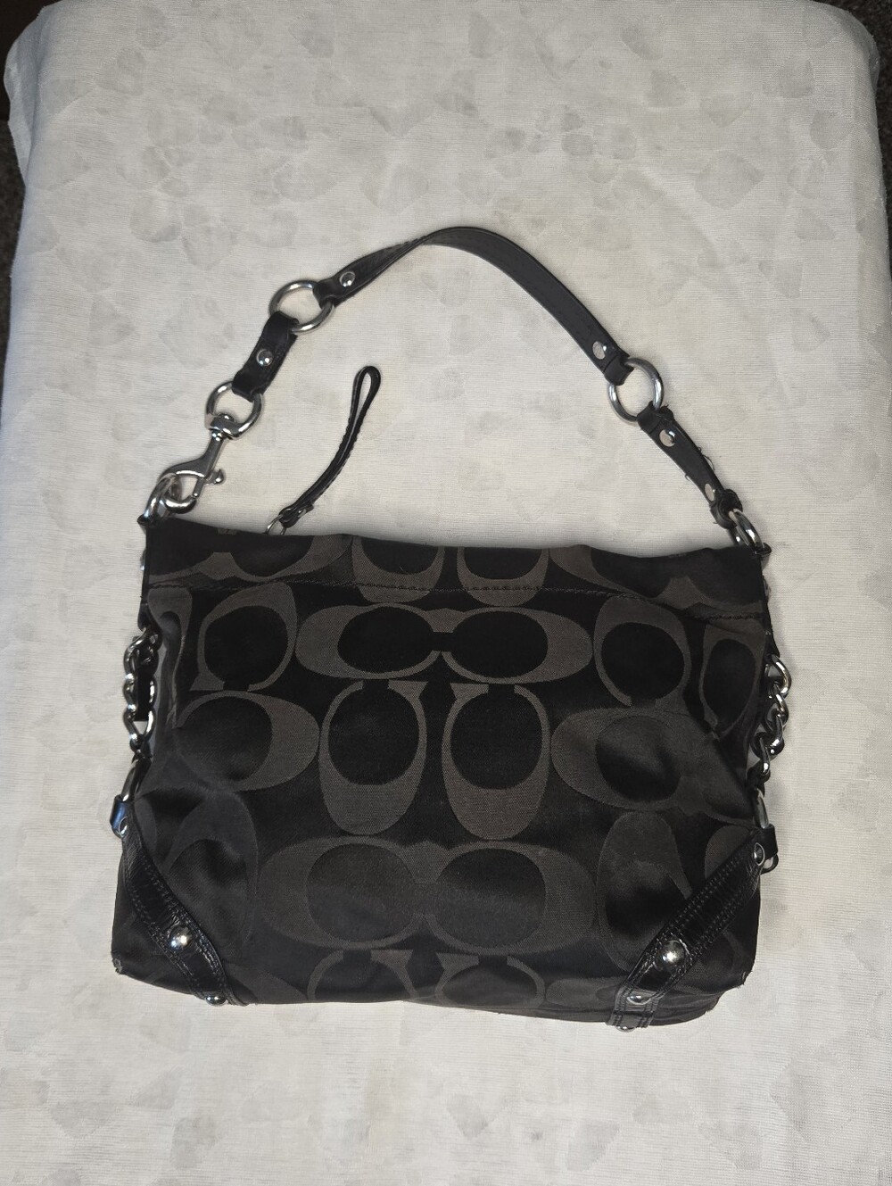 Vintage Y2K Coach Women Signature Black Shoulder Bag F15250 - Picture 9 of 11